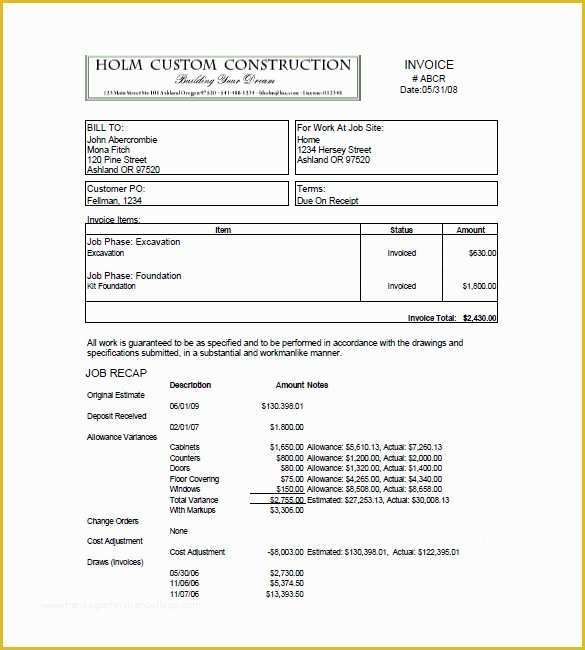 Builders Invoice Template Free Download Of Construction Invoice Template 15 Free Word Excel Pdf