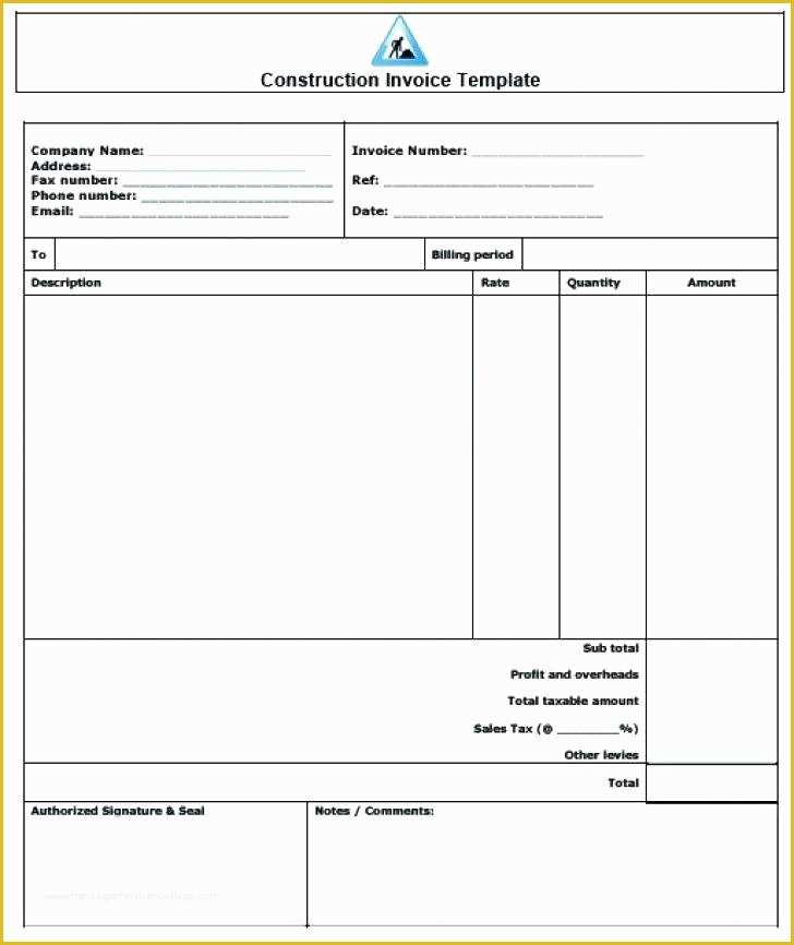 Builders Invoice Template Free Download Of Construction Invoice Templates Free Word Excel format