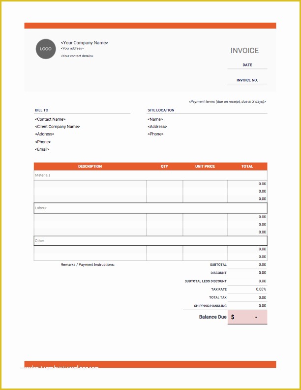 Builders Invoice Template Free Download Of Contractor Invoices Onlineblueprintprinting