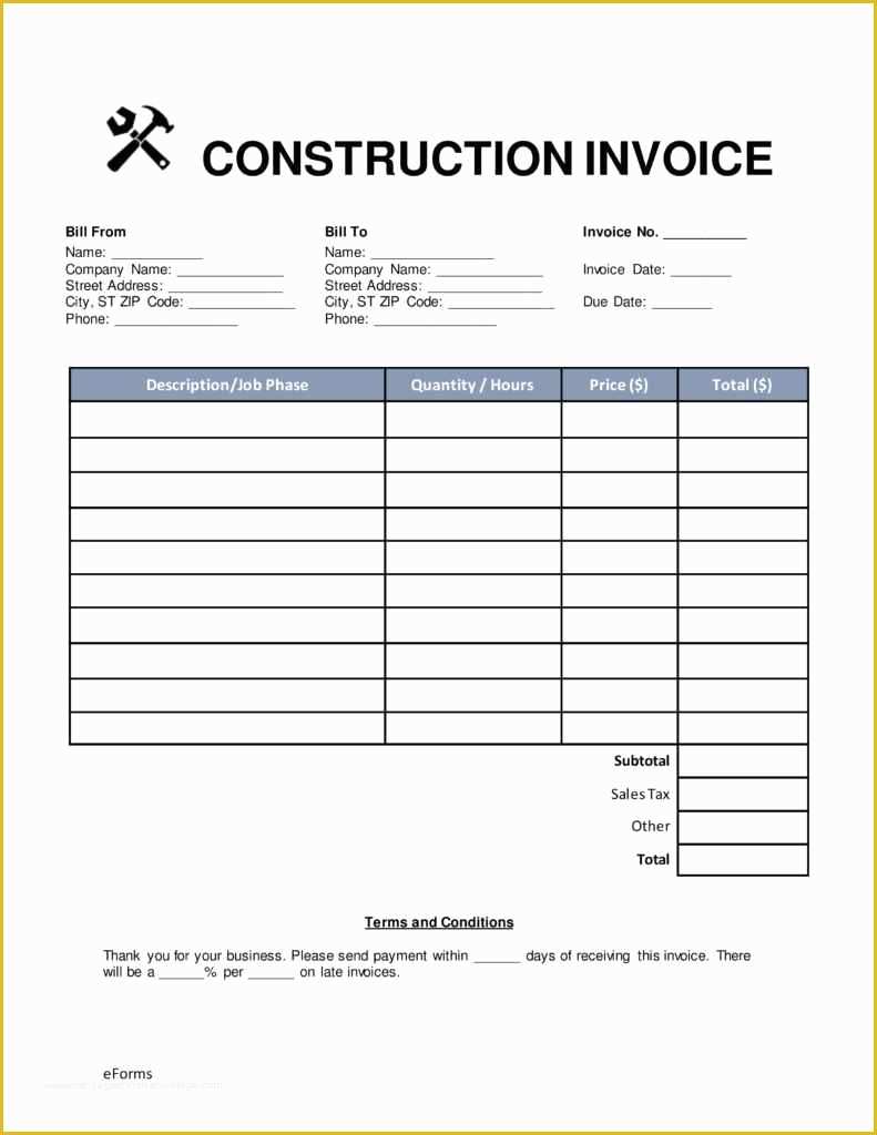 Builders Invoice Template Free Download Of Gst Invoice form for Builders and Free Contractor Invoice