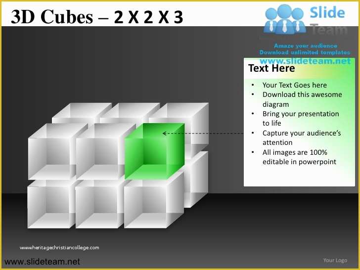 Building Blocks Powerpoint Template Free Of 3d Cubes Building Blocks Stacked 2x2x3 Powerpoint Ppt