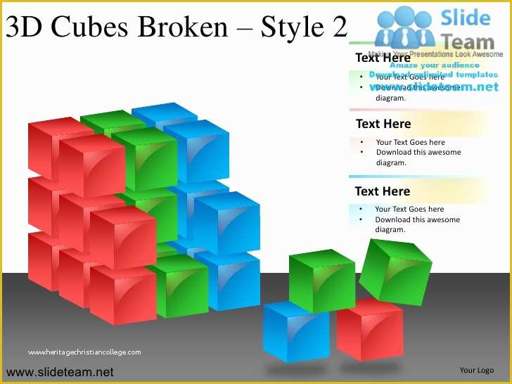 Building Blocks Powerpoint Template Free Of 3d Cubes Building Blocks Stacked Broken Design 2