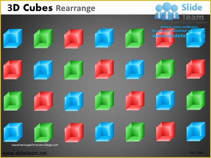Building Blocks Powerpoint Template Free Of 3d Cubes Building Blocks Stacked Rearrange Powerpoint Ppt