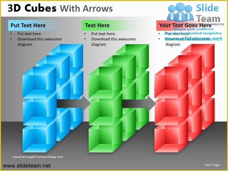 Building Blocks Powerpoint Template Free Of 3d Cubes Building Blocks Stacked with Arrows Powerpoint