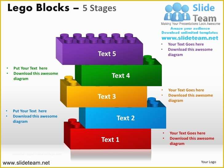 Building Blocks Powerpoint Template Free Of 5 Stages Lego Cubes Building Blocks Stacked Building