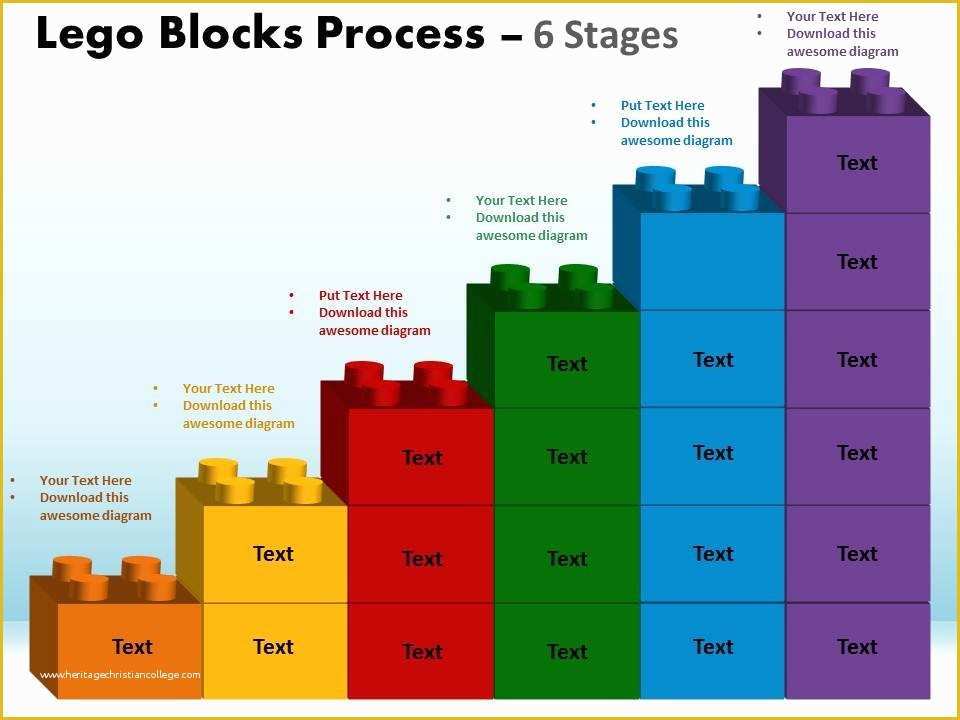 Building Blocks Powerpoint Template Free Of Lego Blocks Process 6 Stages Style 1 Powerpoint Slides and