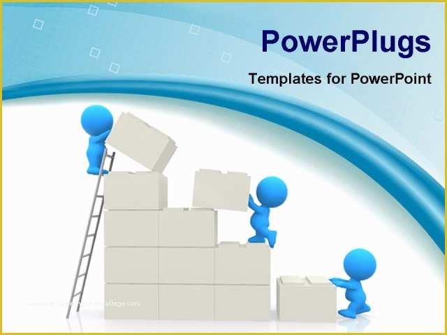 Building Blocks Powerpoint Template Free Of Powerpoint Template Small Blue Figures Building Wall From