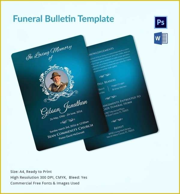 Bulletin Templates Free Download Of Funeral Bulletin Template 5 Word Psd format Download