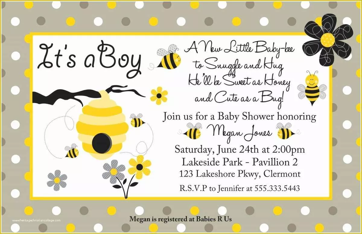 Bumble Bee Invitation Template Free Of Awesome Bee Baby Shower Invitation Templates