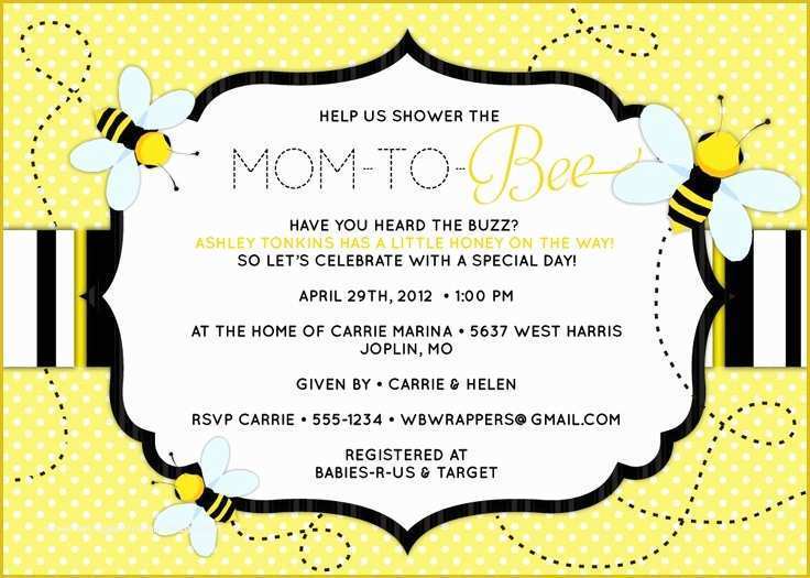 Bumble Bee Invitation Template Free Of Baby Shower Invitation Template Bumble Bee Baby Shower