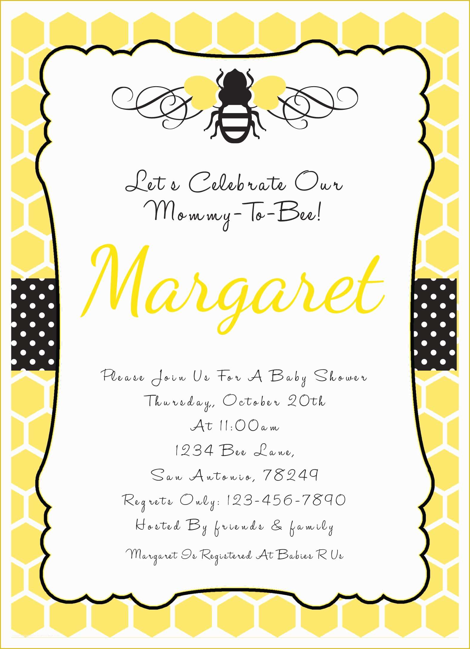 Bumble Bee Invitation Template Free Of Baby Shower Invitation Templates Bumble Bee Baby Shower