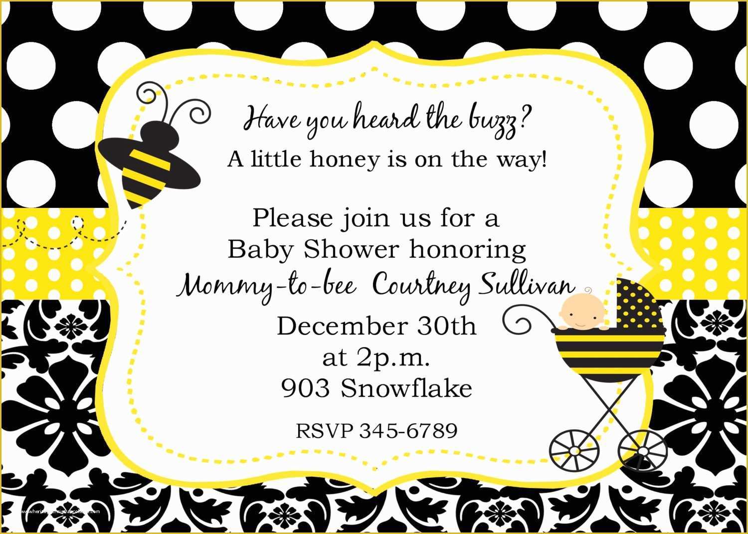 Bumble Bee Invitation Template Free Of Bumble Bee Baby Shower Ideas