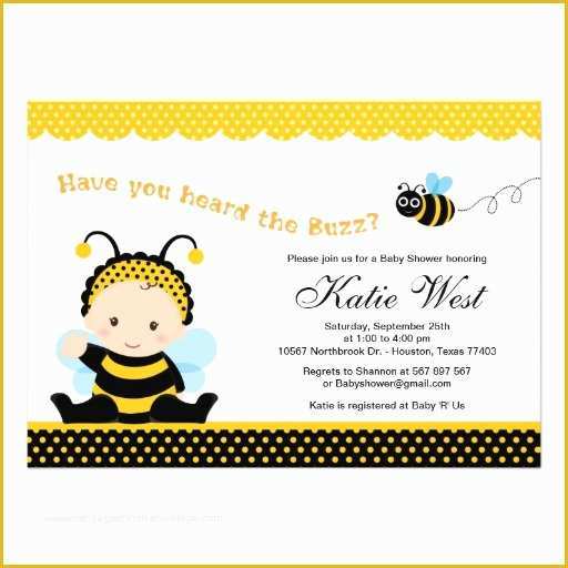 Bumble Bee Invitation Template Free Of Bumble Bee Baby Shower Invitation 5" X 7" Invitation Card