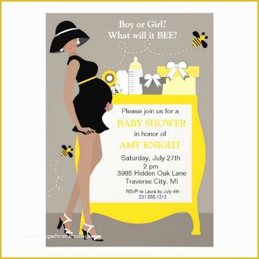 Bumble Bee Invitation Template Free Of Bumble Bee Baby Shower Invitations African Ameri 5&quot; X 7