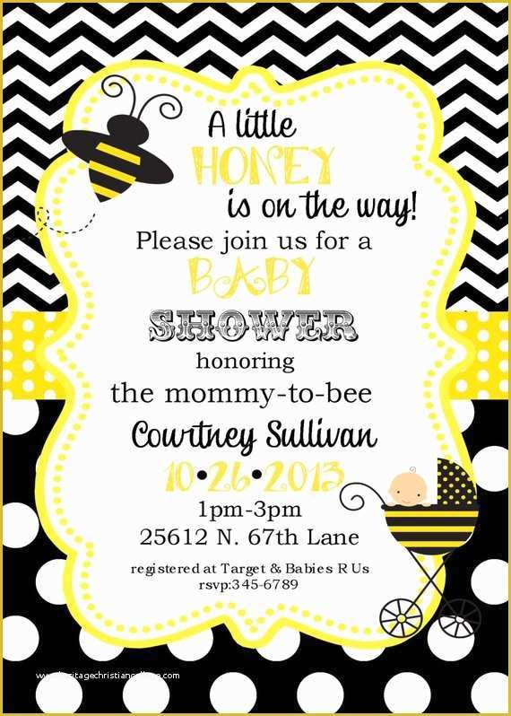 Bumble Bee Invitation Template Free Of Bumble Bee Baby Shower Invitations Digital or Printable File
