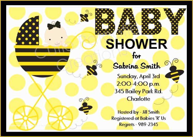 Bumble Bee Invitation Template Free Of Bumble Bee Baby Shower Invitations