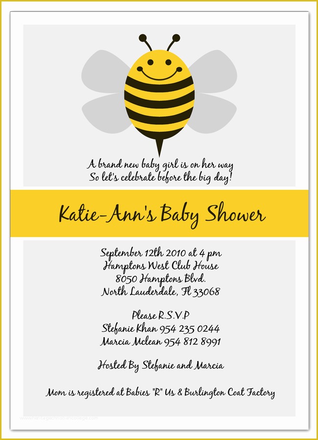 Bumble Bee Invitation Template Free Of Bumble Bee Baby Shower Invitations Party Xyz