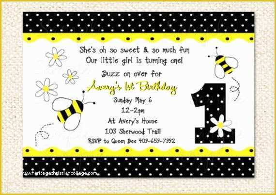 Bumble Bee Invitation Template Free Of Bumble Bee Birthday Invitations