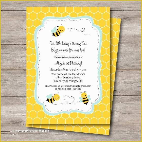 Bumble Bee Invitation Template Free Of Bumble Bee Birthday or Shower Invitation Printable Bee Invite