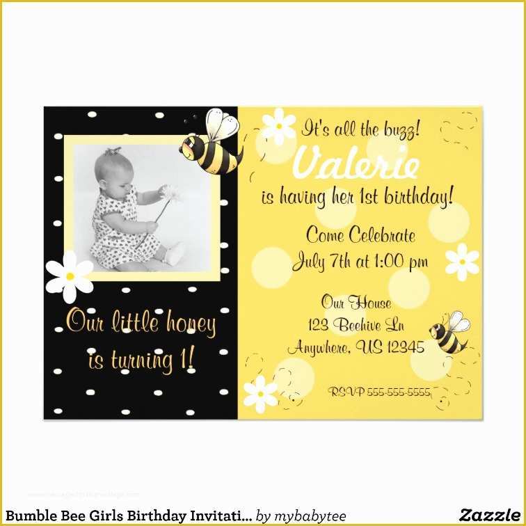 Bumble Bee Invitation Template Free Of Bumble Bee Girls Birthday Invitation