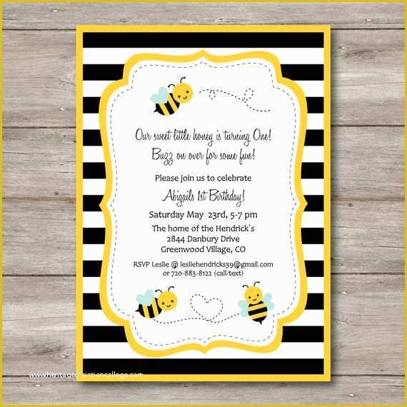 Bumble Bee Invitation Template Free Of Bumble Bee Invitation with Editable Text Printable by