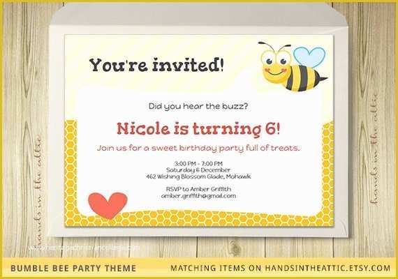 Bumble Bee Invitation Template Free Of Bumble Bee Party Invitation Template Editable by