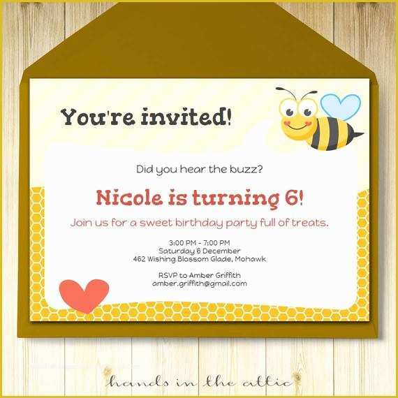Bumble Bee Invitation Template Free Of Bumble Bee Party Invitation Template Editable Invite