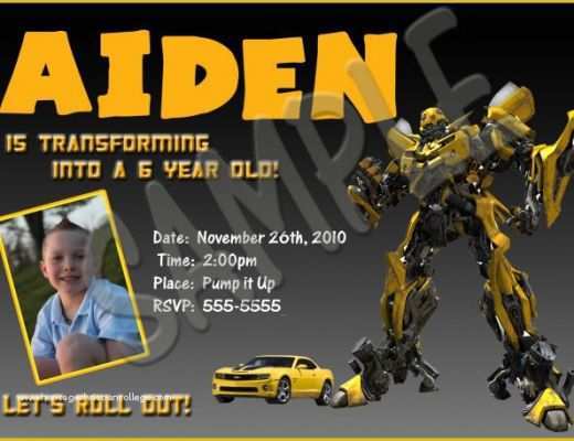 Bumble Bee Invitation Template Free Of Bumblebee Transformers Birthday Photo Invitations 5x7