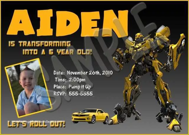 Bumble Bee Invitation Template Free Of Bumblebee Transformers Birthday Photo Invitations 5x7