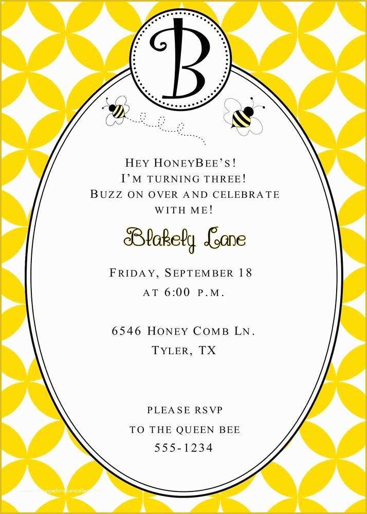 Bumble Bee Invitation Template Free Of Dandi Designs — Bumble Bee Birthday Invitation