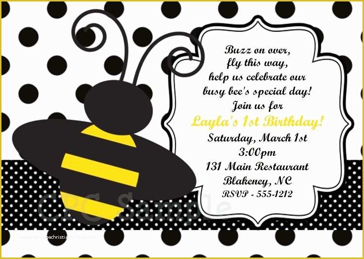 Bumble Bee Invitation Template Free Of Free Free Template Bumble Bee Birthday Party Invitations