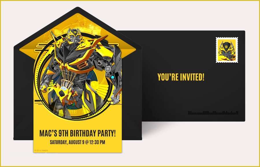 Bumble Bee Invitation Template Free Of Free Transformers Invitations Transformers Line
