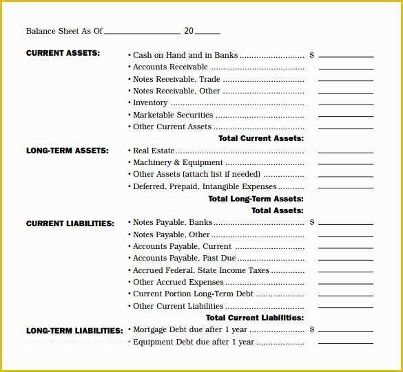 Business Balance Sheet Template Free Download Of Balance Sheet Template – 11 Free Samples Examples &amp; formats