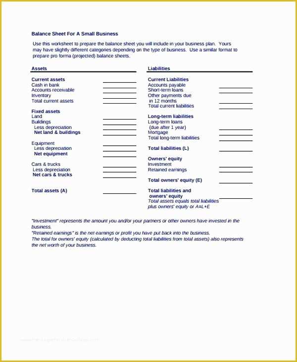 Business Balance Sheet Template Free Download Of Balance Sheet Template for Small Business