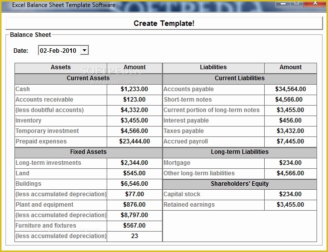 Business Balance Sheet Template Free Download Of Download Excel Balance Sheet Template software 7 0