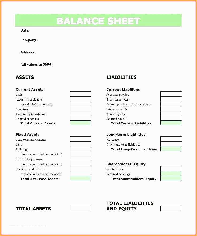 Business Balance Sheet Template Free Download Of Free Balance Sheet Template Free Business Balance Sheet