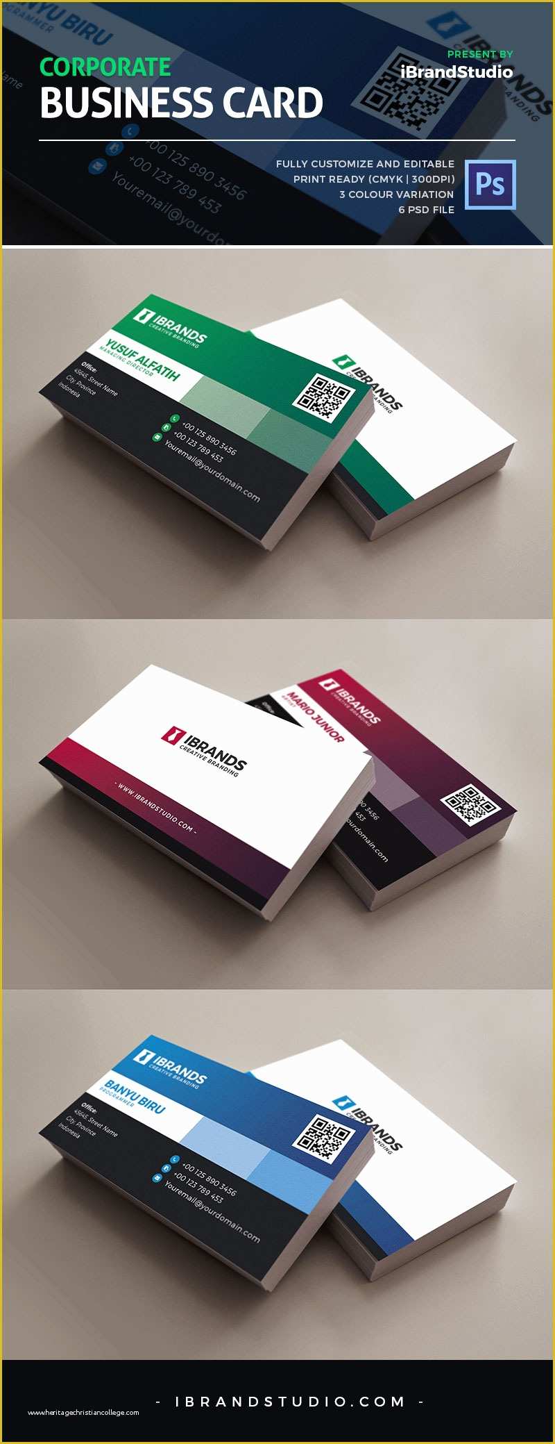 Business Calling Card Template Free Of Free Corporate Business Card Template 3 Colors