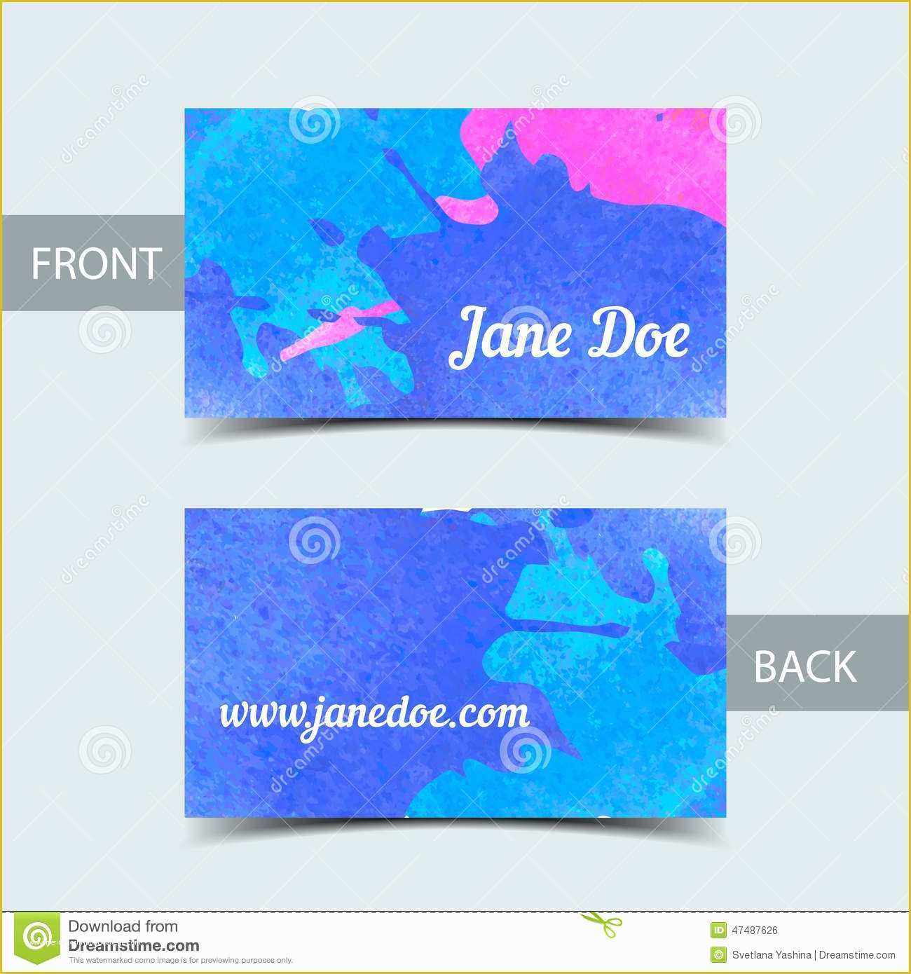 Business Card Template Ai Free Of Business Card Template for Watrcolor Illustrator Stock