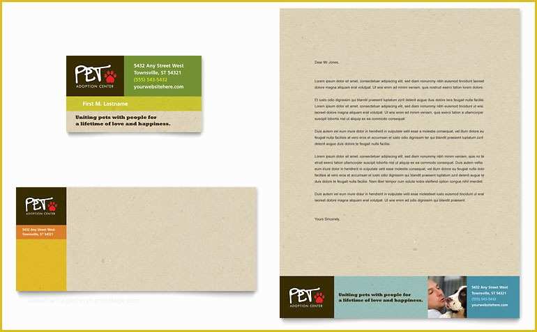 Business Card Template Free Download Publisher Of Animal Shelter & Pet Adoption Business Card & Letterhead