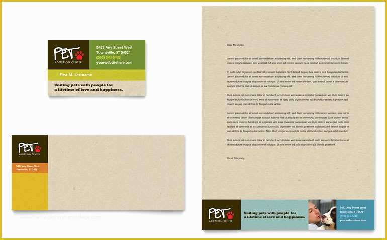 Business Card Template Free Download Publisher Of Animal Shelter &amp; Pet Adoption Business Card &amp; Letterhead