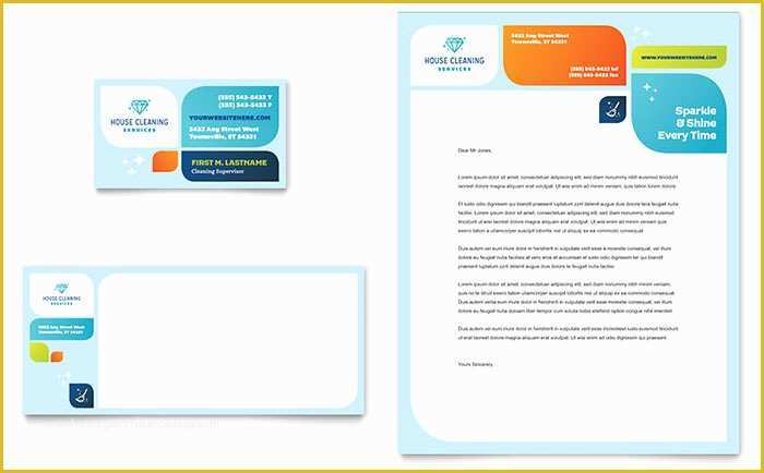 Business Card Template Free Download Publisher Of Cleaning Services Business Card & Letterhead Template