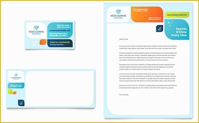 Business Card Template Free Download Publisher Of Cleaning Services Business Card &amp; Letterhead Template