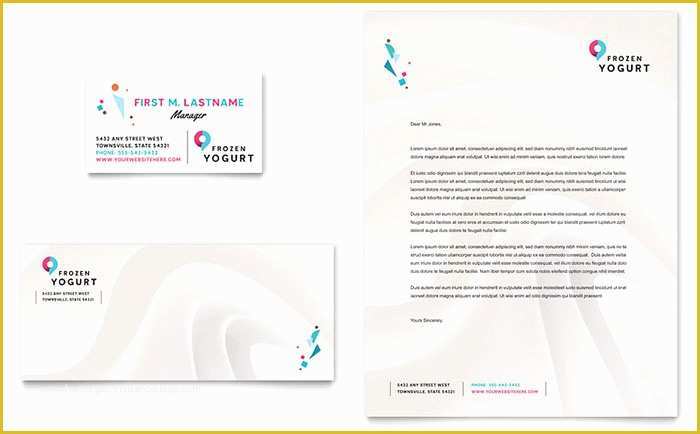 Business Card Template Free Download Publisher Of Frozen Yogurt Shop Business Card & Letterhead Template