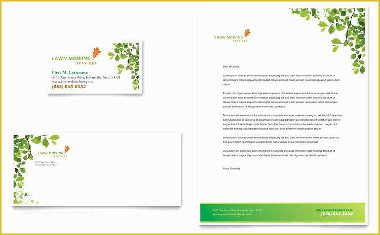 Business Card Template Free Download Publisher Of Lawn Mowing Service Business Card & Letterhead Template