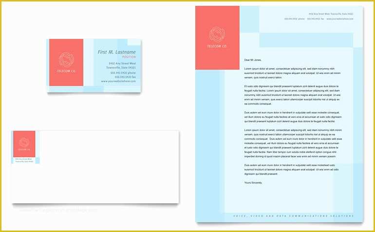 Business Card Template Free Download Publisher Of Munications Pany Business Card & Letterhead Template