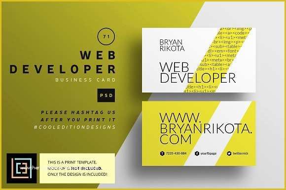 Business Card Website Template Free Of Web Developer Business Card 71 Business Card Templates