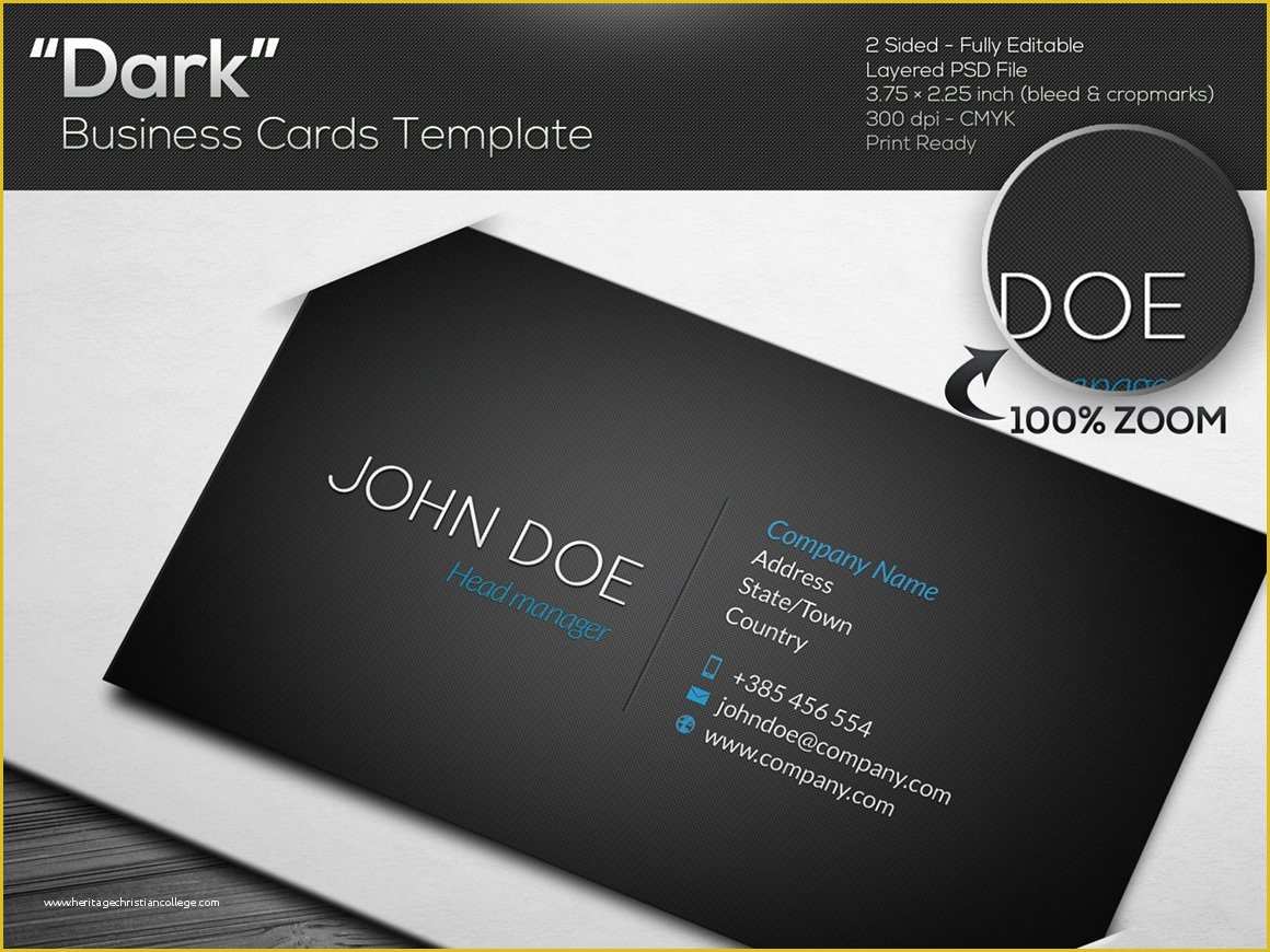 Business Cards with Photo Templates Free Of Dark Black Business Card Template Business Card