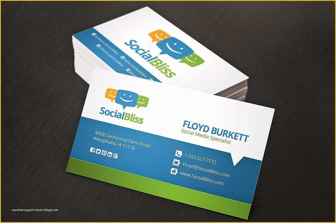 Business Cards with Photo Templates Free Of social Media Business Card Business Card Templates On