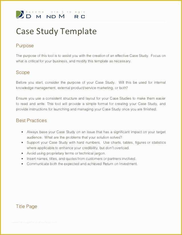 Business Case Study Template Free Of Case Study Template
