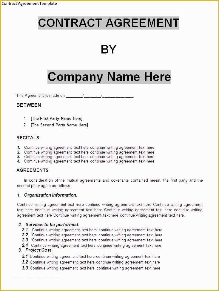 Business Contract Template Free Of 10 Best Of Standard Contract Agreement Template